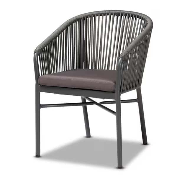 Marcus Grey Finished Rope and Metal Outdoor Dining Chair