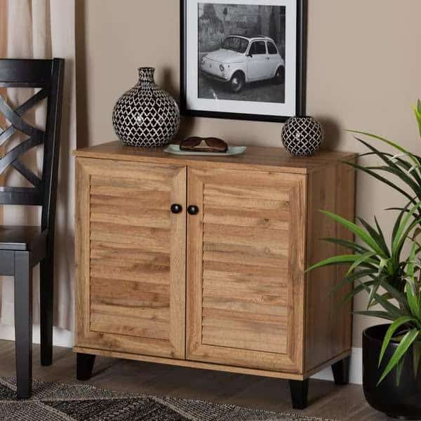 Coolidge ModernOak Brown Finished Wood 2-Door Shoe Storage Cabinet