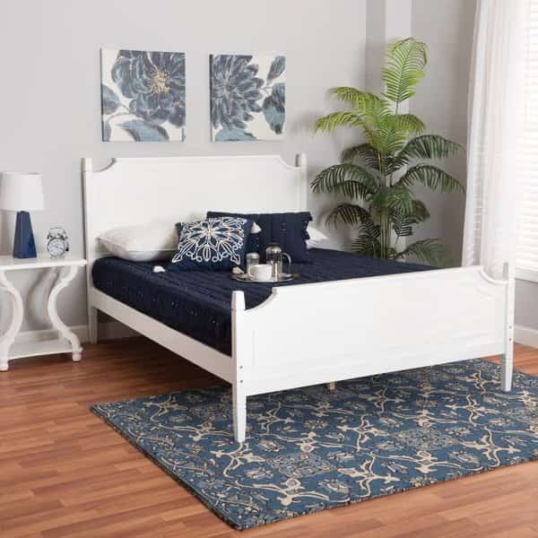 Mariana Classic and Traditional White Finished Wood Queen Size Platform Bed