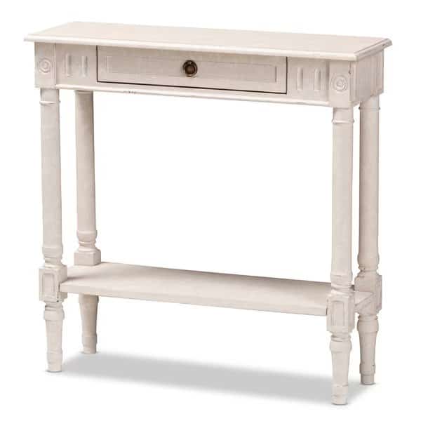 Ariella Country Cottage Farmhouse Whitewashed 1-Drawer Console Table, Baxton Studio, Mfr#: 147-8188