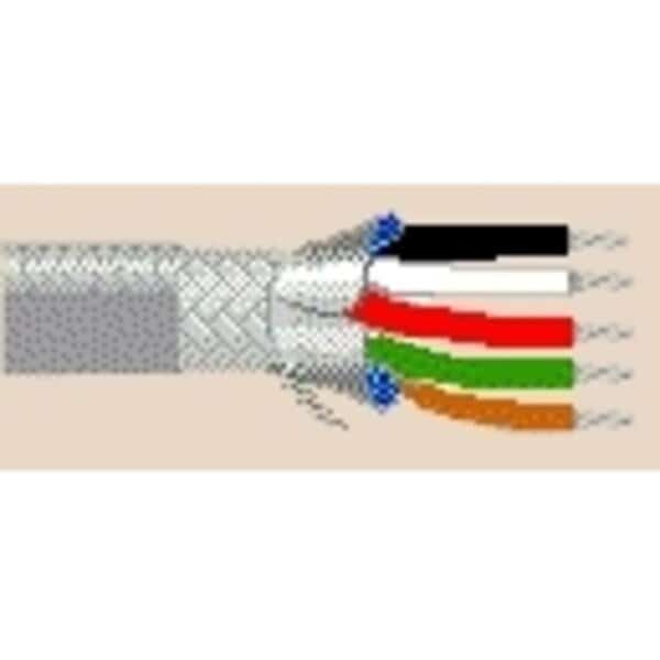 Multi-Conductor Cable, AWM, 24 AWG, 5 C, Chrome, PVC, Stranded, 30V AC, Indoor, 1000 ft