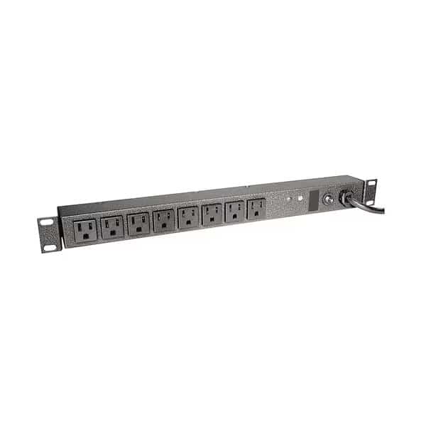 Power Strip, Surge, Rack Mounted, 5-20R, 5-20P, 8 ft. 2 in, Black