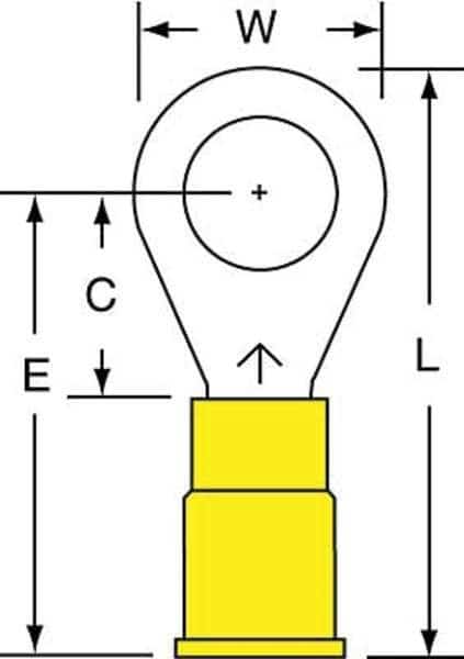 12-10 AWG Vinyl Ring Terminal 5/16" Stud PK500, 3M, Mfr# MV10-516R/SK