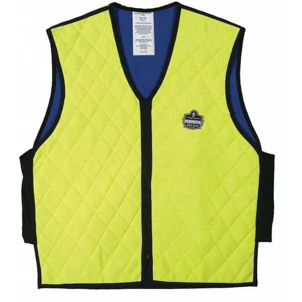 Cooling Vest, Evaporative-Soak, Quilted Nylon w/ Mesh Sides, Up to 4 Hr Cooling Time, Lime, M