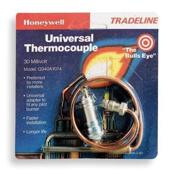 Thermocouple, LP/NG, 18 to 30 mV, 36 in L., Standard Coaxial, Adapter, Push-In Clip