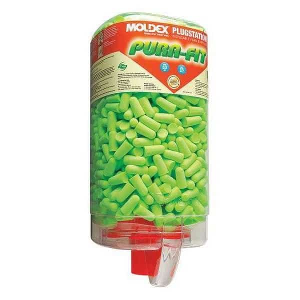 Disposable Uncorded Ear Plugs with Dispenser, Bullet Shape, 33 dB, 500 Pairs, Green