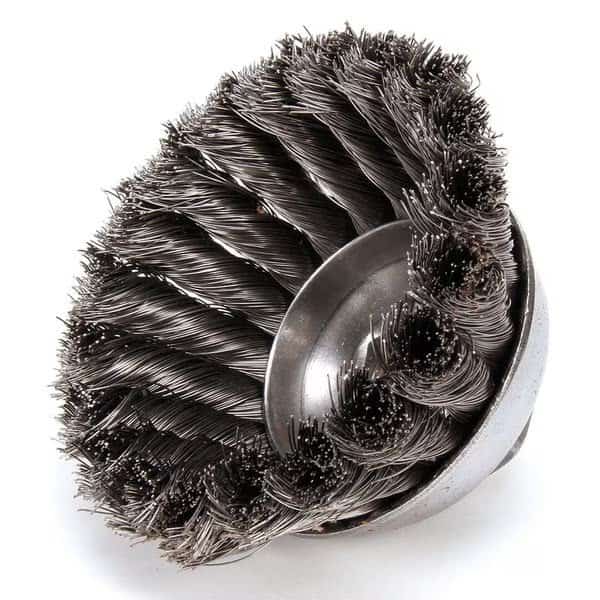 Cup Wire Brush, Threaded Arbor, 3-1/2"
