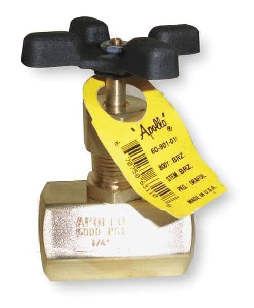 Globe Valve, 1/4 In., FNPT, Brass