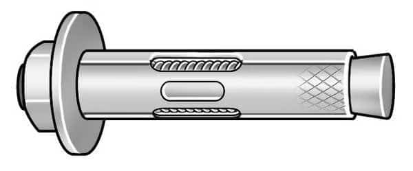 Dynabolt Sleeve Anchor, 1/2" Dia., 4" L, Carbon Steel Zinc Plated, 25 PK