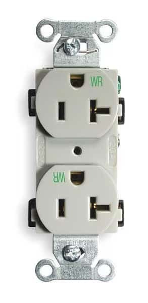20A Duplex Receptacle 125VAC 5-20R GY, HUBBELL, Mfr# BR20GRYWR