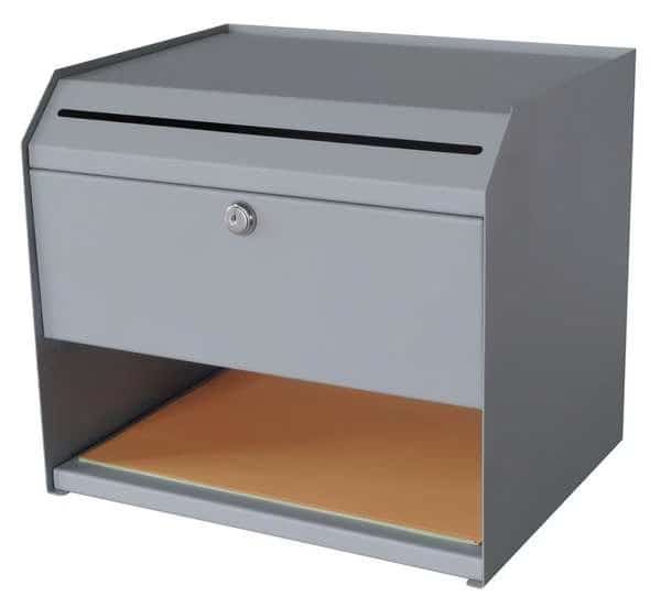 Collection Box, Steel, Gray, 10"D