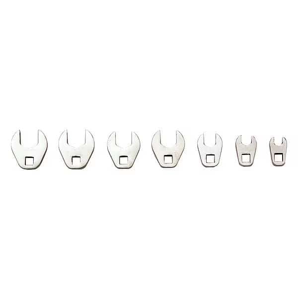 1/4" Drive Crowfoot Socket Wrench Set, Metric, 7 pcs, Open End, Full Polish