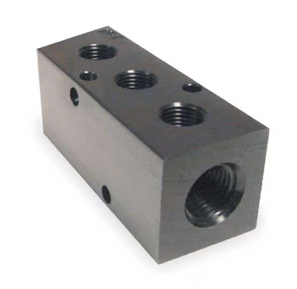 Manifold,Metal,NPT,3-3/4 In. L, Mfr#: M30-375-3, PNEUMADYNE INC