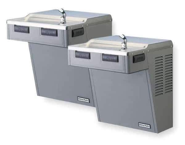 On-Wall Two-Level Drinking Fountain, 2 Level, 18 5/8 in D, 27 1/4 in H, 36 1/8 in W
