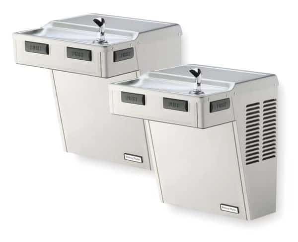 On-Wall Two-Level Drinking Fountain, 2 Level, 18 5/8 in D, 27 1/4 in H, 36 1/8 in W