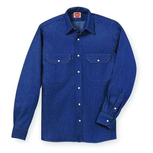 Men's Long Sleeve Western Shirt, Cotton, Snaps/Button Front, 2 Pocket(s), Dark Navy, L