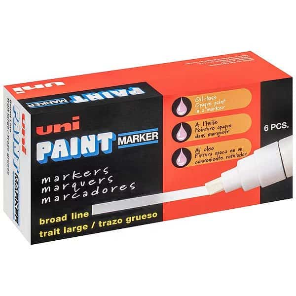 Permanent Marker, Large Tip, Black Color Family, Paint, 6 PK