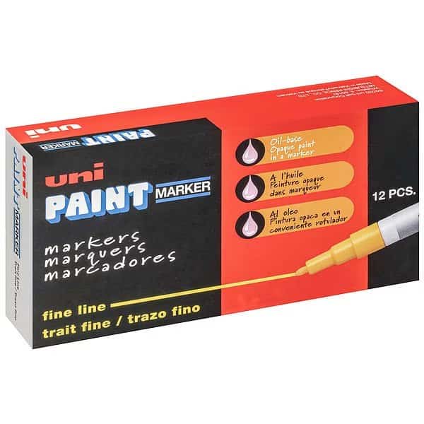 Permanent Marker, Fine Tip, Black Color Family, Paint, 12 PK