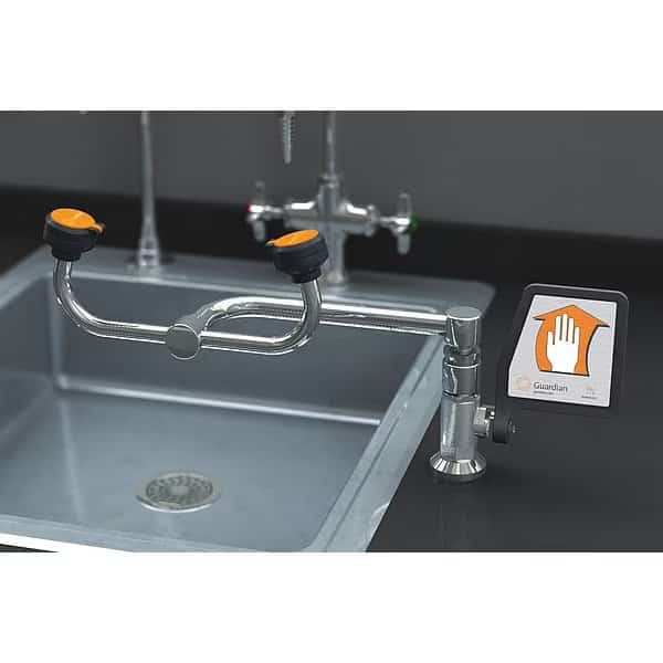 Plumbed Eyewash, Counter Mount, Plumbed, 8 1/4 in H., 17 5/12 in W