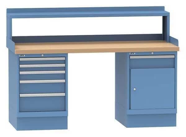 Workbench, Butcher Block, 72 in W, 35 1/4 in Height, 1,000 lb, Pedestal