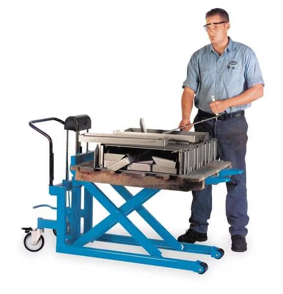 Scissor Pallet Lift Cart, 1100 lb. Cap, Steel
