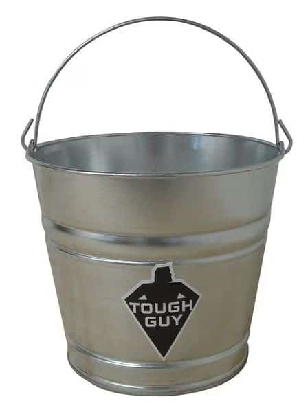 2 gal Round Bucket, 9 in H, 10 in Dia, Silver, Galvanized Steel