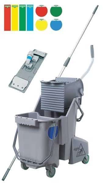 8 gal SmartColor Floor cleaning Kit Side Press Mop Bucket and Wringer, Gray, Polypropylene