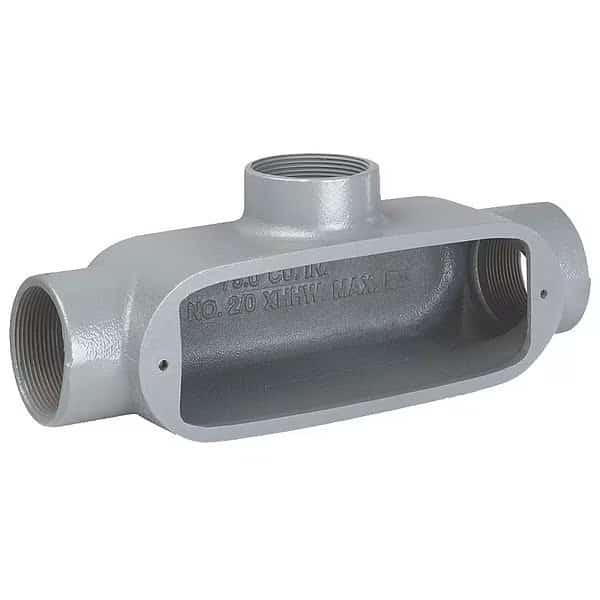Conduit Outlet Body, T, 1/2 In., Conduit Outlet Body Capacity: 4.0 cu in