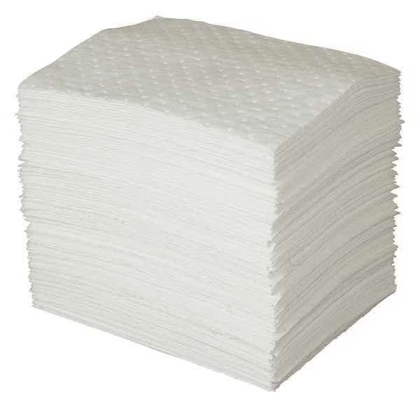 Sorbents, 35 gal. Oil Absorbed, White, Polypropylene, 100 PK, BRADY SPC ABSORBENTS, Mfr# SPC100