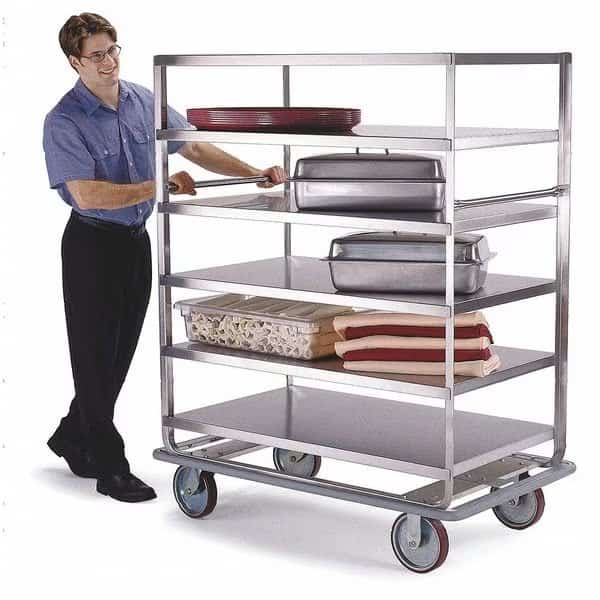 Stainlesss Steel 6-Shelf Banquet Cart, All Edges Down, 28"x62"