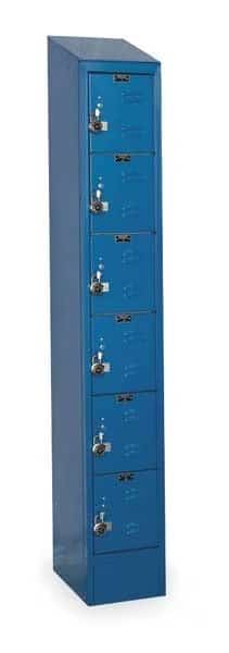 Box Locker, 12 in W, 15 in D, 78 in H, (1) Wide, (6) Tier, Marine Blue