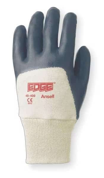 Coated Gloves, Nitrile, Sandy, 3/4 Dip, 3 Abrasion Level, Gray, M 1 PR