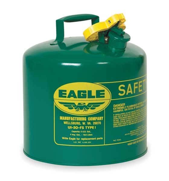 5 gal. Green Galvanized steel Type I Safety Can for Oil, EAGLE MFG, Mfr# UI50SG