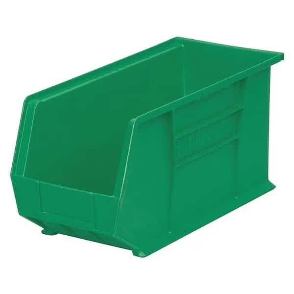 Hang & Stack Storage Bin, Plastic, Green, 9 in H, 8 1/4 in W, 18 in L