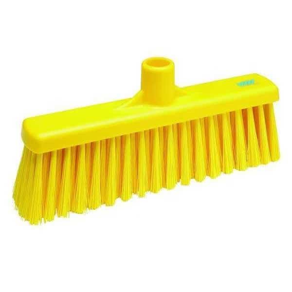 12 in Sweep Face Broom Head, Stiff, Synthetic, Yellow