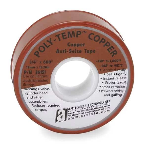 Antiseize Tape, 1/2 In. W, 600 In. L