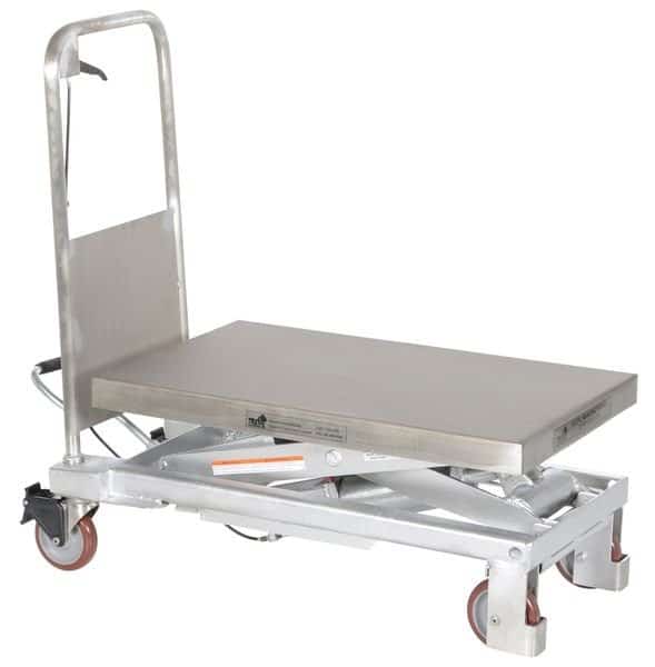 Scissor Lift Cart, SS, 1000 lb. Cap, 19-3/4"W, 32-1/2"L