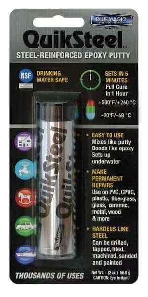 Putty, 2 oz Container Size, Tube, Quicksteel, Gray