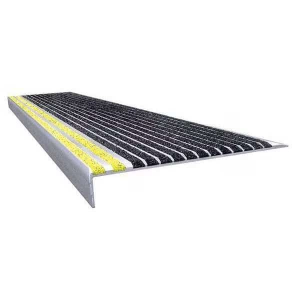 Stair Tread Cover Extruded Aluminum Black/Safety Yellow, 42 in W x 9/32" Thick