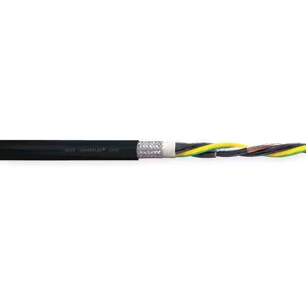 Motor Cable, 14 AWG, 4 C, Black, PVC, 1,000 V, 25 ft