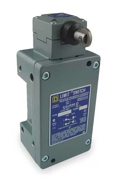 Hazardous Location Limit Switch, Plunger, Roller, 1NC/1NO, 10A at 600V AC, Actuator Location: Side