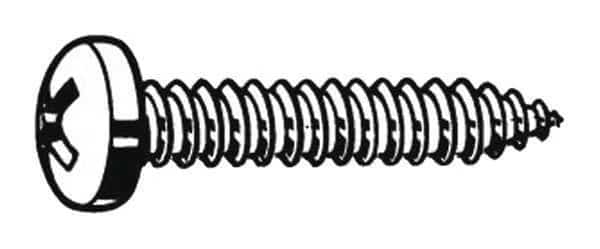 Sheet Metal Screw, #14 x 1-1/2 in, Zinc Plated Steel Pan Head Phillips Drive, 100 PK