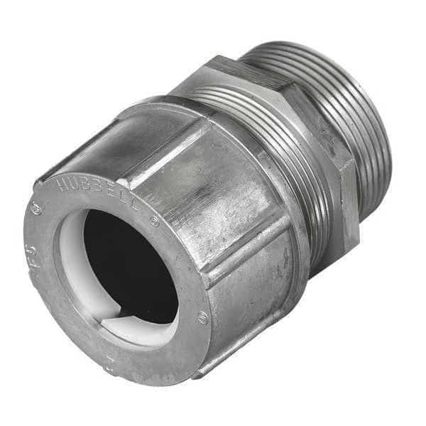 Cord Connector, 2-1/2 in., Straight, White, HUBBELL WIRING DEVICE-KELLEMS, Mfr# SHC1079
