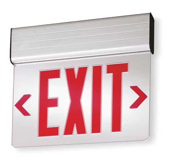 Edge-lit Exit Sign, Silver, 1 Face(s), LED, Universal Mount, Nickel Cadmium