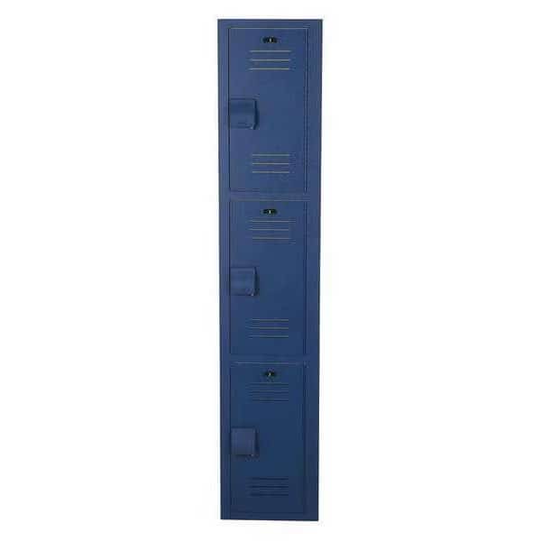 Wardrobe Locker, 12 in W, 18 in D, 72 in H, (1) Wide, (3) Tier, Deep Blue