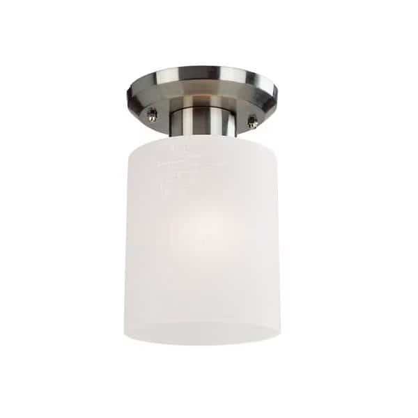 Cobalt 1 Light Flush Mount, Brushed Nickel & White Linen