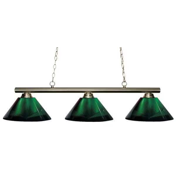 Sharp Shooter 3 Light Billiard Light, Brushed Nickel & Green