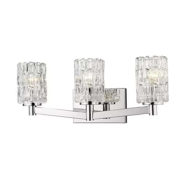 Aubrey 3 Light Vanity, Chrome & Clear