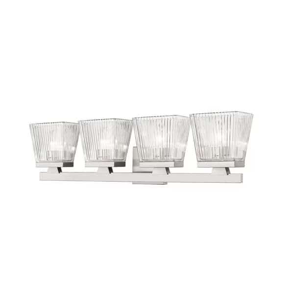 Astor 4 Light Vanity, Brushed Nickel & Clear