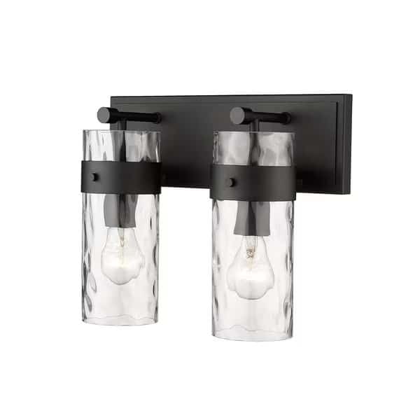 Fontaine 2 Light Vanity, Matte Black & Clear